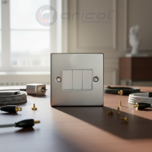 ARICOL 3 GANG 2 WAY SWITCH CHROME METAL