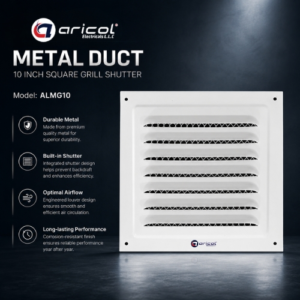 ARICOL METAL DUCT 10 INCH SQUARE GRILL SHUTTER