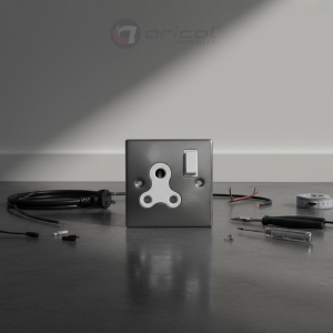 ARICOL 15A 1 GANG SWITCHED ROUND PIN SOCKET CHORME METAL