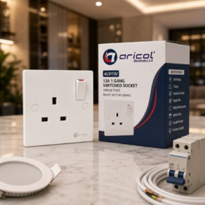 ARICOL 13A 1GANG SWITCHED SOCKET SINGLE POLE WHITE VICTORY SERIES
