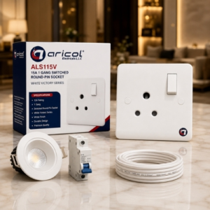 ARICOL 15A ROUND PIN PLUG WHITE VICTORY SERIES