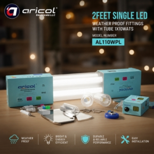 ARICOL 2FEET 10 WATTS SINGLE LED WATER PROOF FITTINGS WITH TUBE