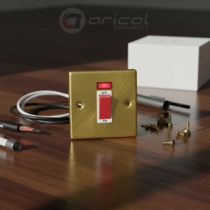 ARICOL 20A 1GANG DOUBLE POLE SWITCH+NEON GOLD METAL CHORME