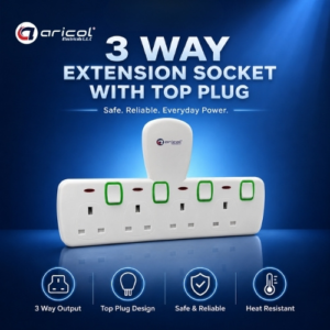 ARICOL 3 WAY EXTENSION SOCKET WITH TOP PLUG