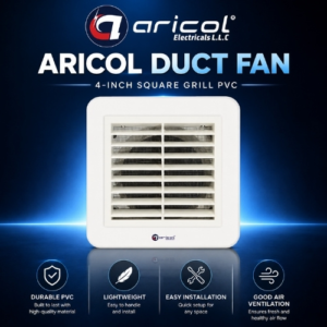 ARICOL DUCT FAN 4-INCH SQUARE GRILL PVC