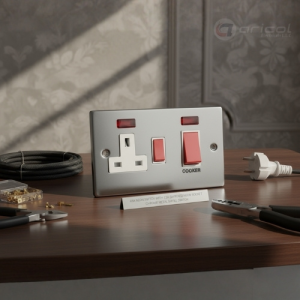 ARICOL 45A COOKER NEON SOCKET +13A NEON SWITCH SOCKET CHORME MEAL