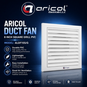 ARICOL DUCT FAN 6-INCH SQUARE GRILL PVC