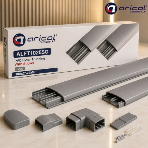 Aricol-PVC-Floor-Trunking-with-Sticker-Grey-100x25x2Mtr