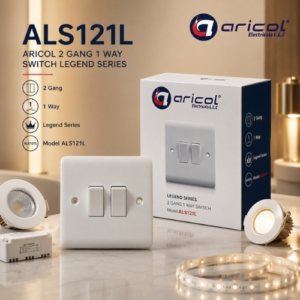 ARICOL 2 GANG 1 WAY SWITCH LEGEND SERIES