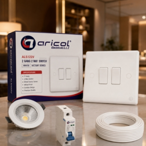 ARICOL 2 GANG 2 WAY SWITCH WHITE VICTORY SERIES