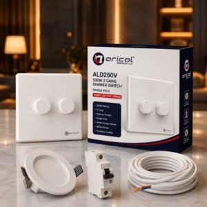 ARICOL 500W 2GANG DIMMER SWITCH SINGLE POLE WHITE VICTORY SERIES