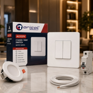 ARICOL 2 GANG 1 WAY SWITCH WHITE VICTORY SERIES