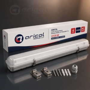 ARICOL 4FT DOUBLE T8 WATER PROOF FITTING BODY PC 2X20 WATTS WITHOUT TUBE