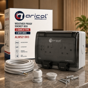 ARICOL WEATHER PROOF SOCKET BOX 2 GANG B TYPE WITH 3 MTR WIRE