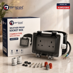 ARICOL WEATHER PROOF SOCKET BOX 2 GANG B TYPE WITH 5 MTR WIRE