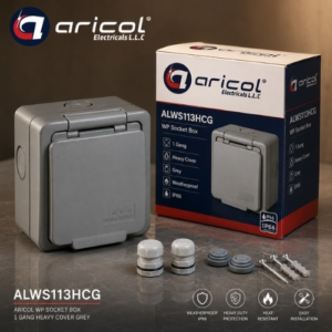 ARICOL WP SOCKET BOX 1 GANG HEAVY COVER GREY