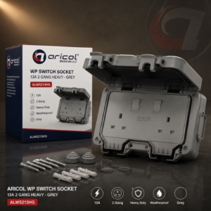ARICOL WP SWITCH SOCKET 13A2G HEAVY- GREY