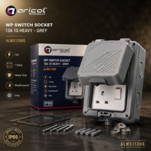 ARICOL WP SWITCH SOCKET 13A1G HEAVY GREY