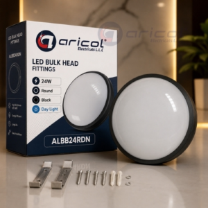 ARICOL LED BULK HEAD FITTINGS 24W ROUND BLACK DAY LIGHT NEW