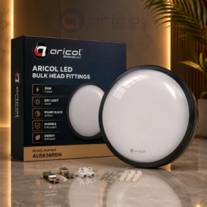 ARICOL LED BULKHEAD FITTINGS 36W ROUND BLACK DAYLIGHT