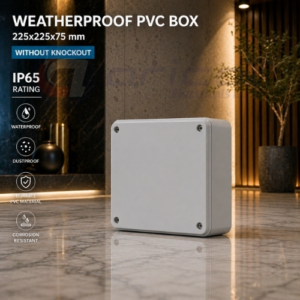ARICOL WEATHERPROOF PVC BOX 225X225X75 MM WITHOUT KNOCKOUT IP65